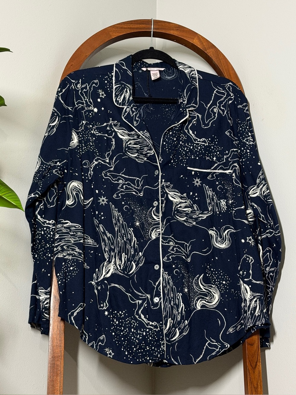 Victoria's Secret LARGE Navy Blue Celestial Pegasus Long Sleeve Sleep Shirt - Picture 1 of 8